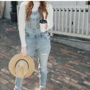 Carly Jean Los Angeles distressed overalls